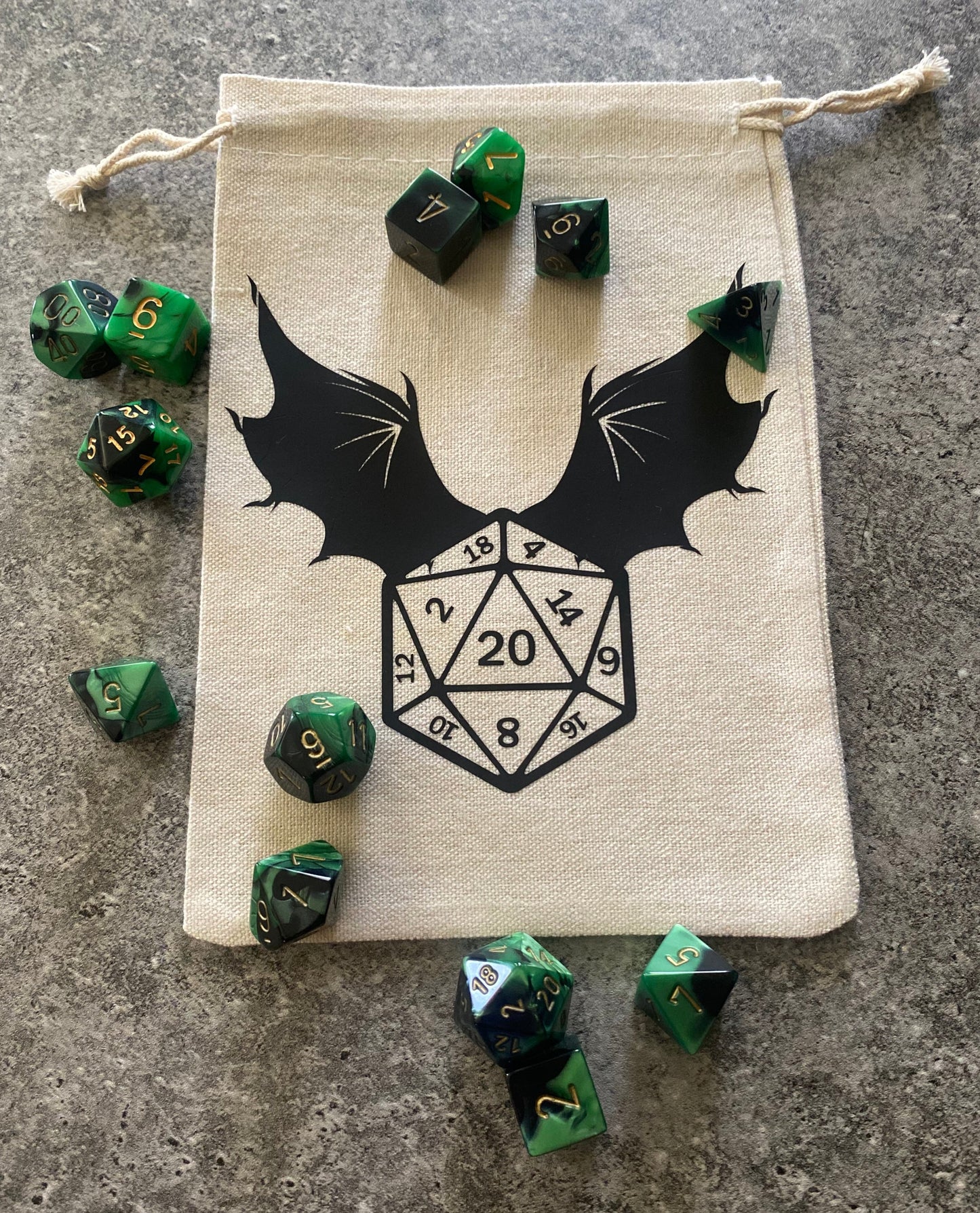 Winged D20 Dice Bag