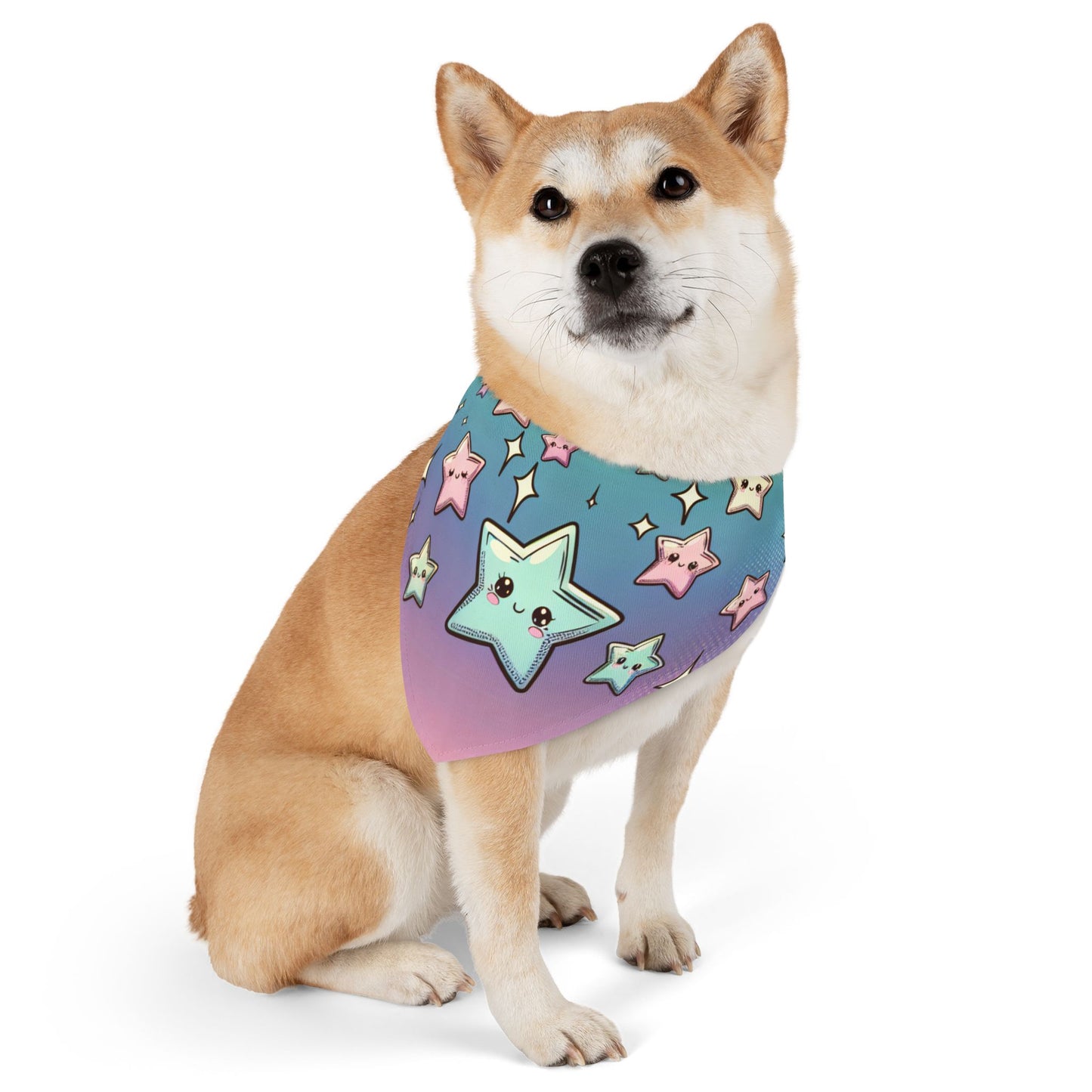 Kawaii Pastel Sparkle Stars Pet Bandana Collar