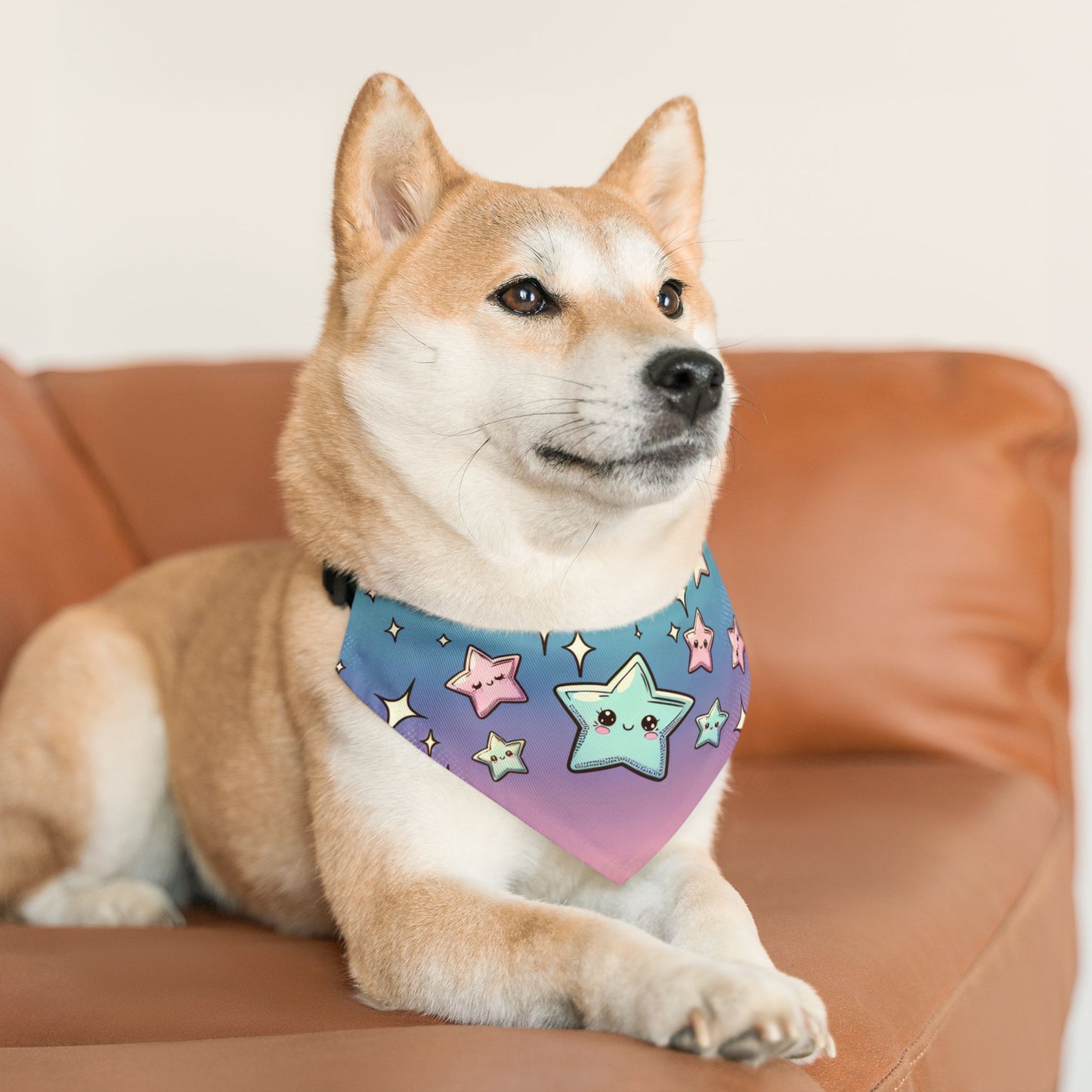 Kawaii Pastel Sparkle Stars Pet Bandana Collar