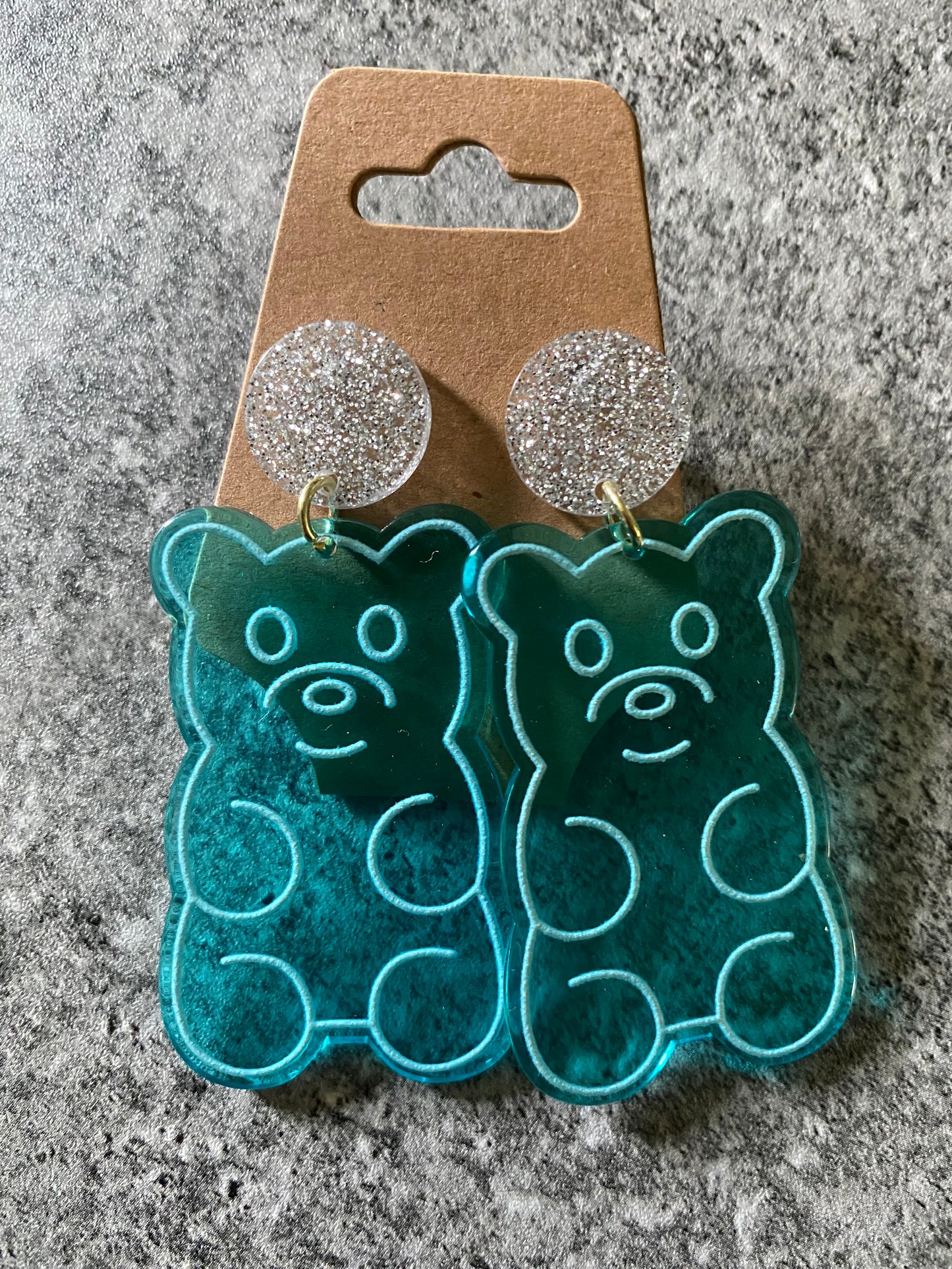 Acrylic Blue Bear Earrings