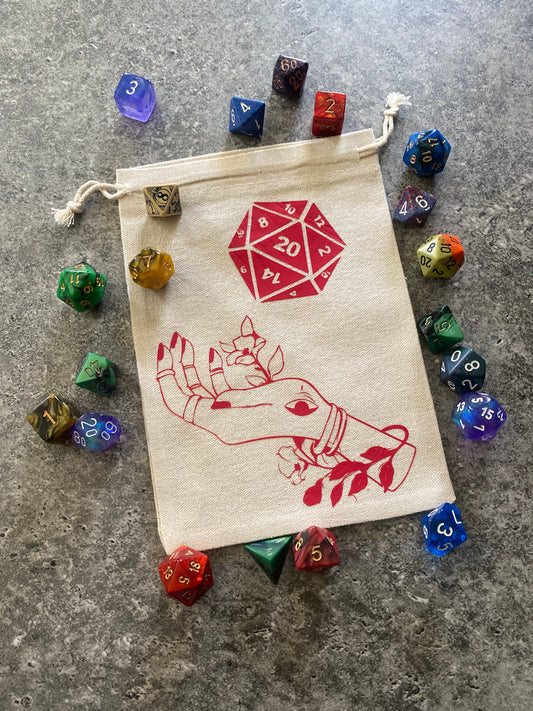 Red Flower Hand Dice Bag